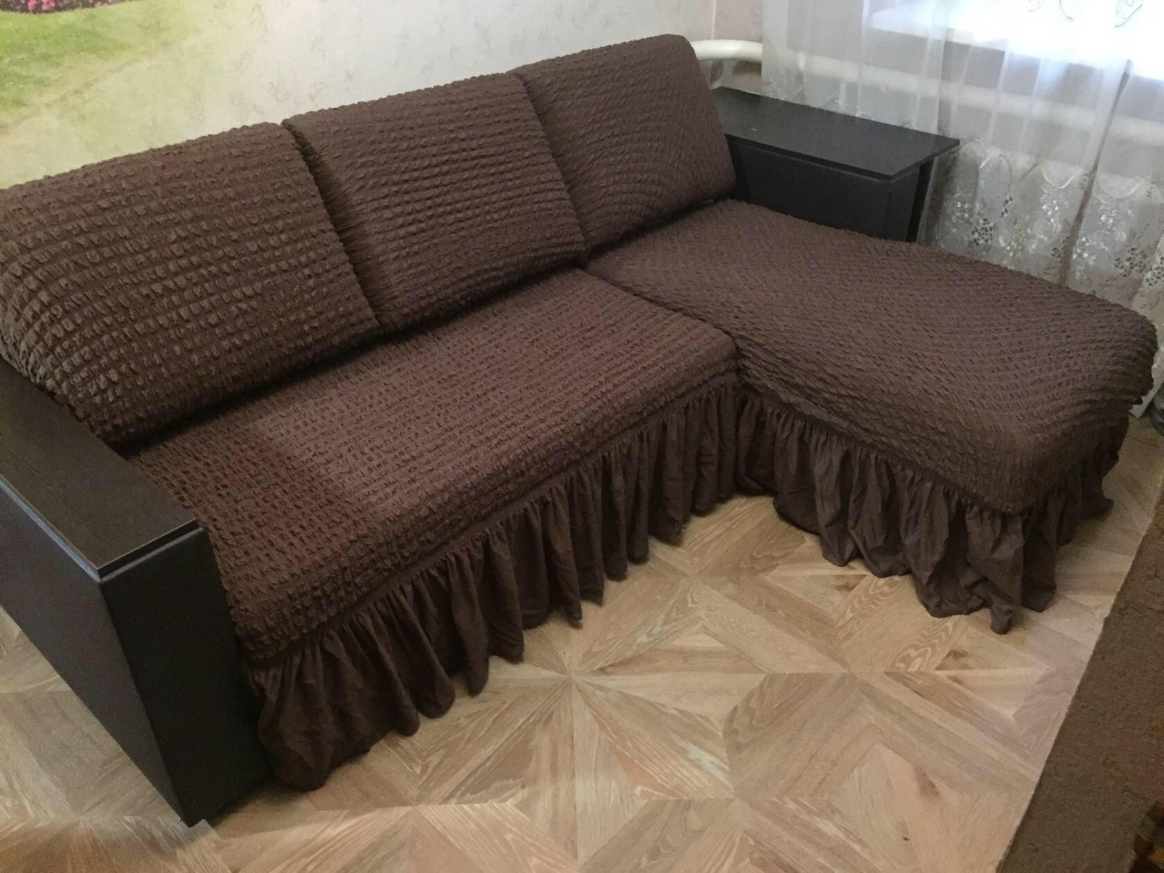 Накидка на угловой диван с полкой