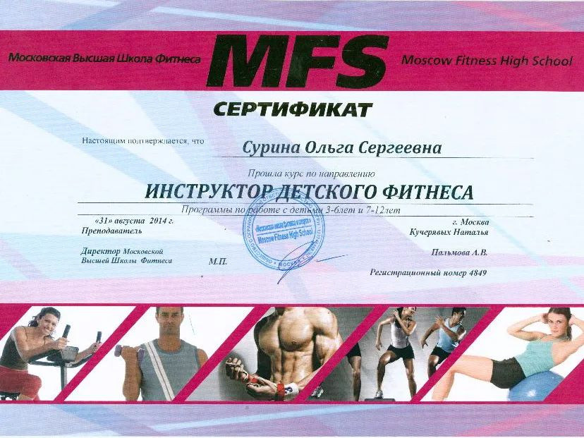 Сертификат фитнес инструктора