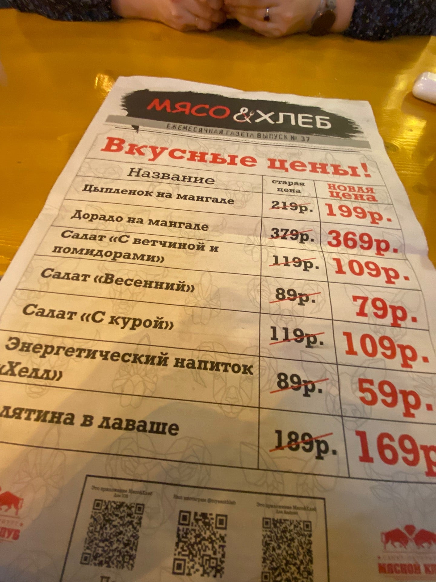 мясо и хлеб ресторан спб меню